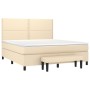 Cama box spring con colchón tela color crema 160x200 cm de , Camas y somieres - Ref: Foro24-3136530, Precio: 613,00 €, Descue...