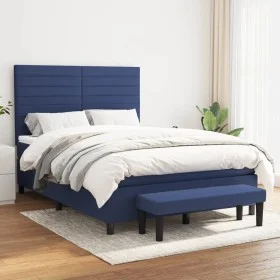 Cama box spring con colchón tela azul 140x200 cm de , Camas y somieres - Ref: Foro24-3136683, Precio: 543,69 €, Descuento: %
