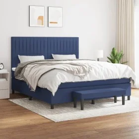Cama box spring con colchón tela azul 160x200 cm de , Camas y somieres - Ref: Foro24-3136771, Precio: 590,47 €, Descuento: %