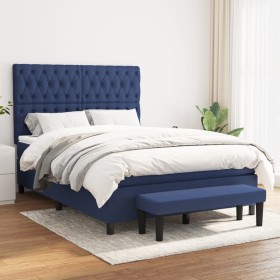 Cama box spring con colchón tela azul 140x190 cm de , Camas y somieres - Ref: Foro24-3136835, Precio: 530,68 €, Descuento: %
