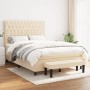 Cama box spring con colchón tela color crema 140x200 cm de , Camas y somieres - Ref: Foro24-3136842, Precio: 576,92 €, Descue...