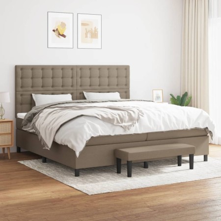 Cama box spring con colchón tela gris taupe 200x200 cm de , Camas y somieres - Ref: Foro24-3136945, Precio: 819,88 €, Descuen...