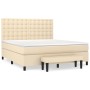 Cama box spring con colchón tela color crema 160x200 cm de , Camas y somieres - Ref: Foro24-3136930, Precio: 625,61 €, Descue...