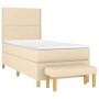 Cama box spring con colchón tela color crema 90x200 cm de , Camas y somieres - Ref: Foro24-3137050, Precio: 348,66 €, Descuen...