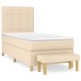 Cama box spring con colchón tela color crema 90x190 cm de , Camas y somieres - Ref: Foro24-3137122, Precio: 376,62 €, Descuen...
