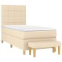 Cama box spring con colchón tela color crema 90x190 cm de , Camas y somieres - Ref: Foro24-3137122, Precio: 376,62 €, Descuen...