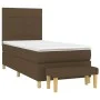 Box spring bed with dark brown fabric mattress 100x200 cm by , Beds and slatted bases - Ref: Foro24-3137136, Price: 394,56 €,...
