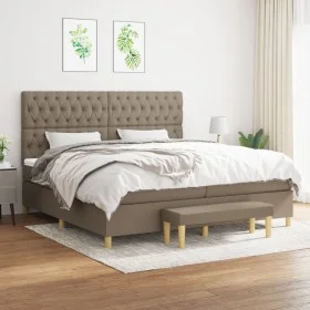 Box spring bed with gray taupe fabric mattress 200x200 cm by , Beds and slatted bases - Ref: Foro24-3137425, Price: 873,11 €,...