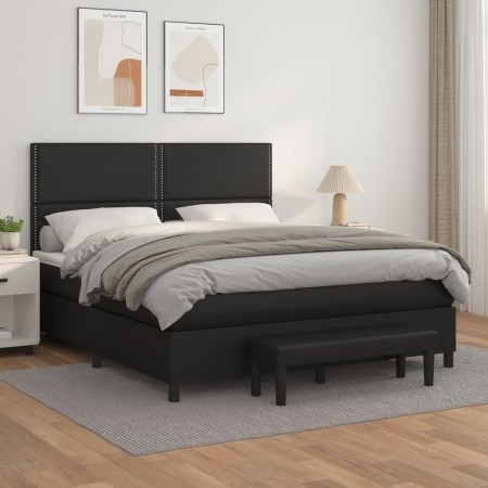 Cama box spring con colchón cuero sintético negro 160x200 cm de , Camas y somieres - Ref: Foro24-3137611, Precio: 617,31 €, D...