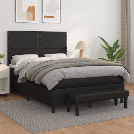 Cama box spring con colchón cuero sintético negro 140x200cm de , Camas y somieres - Ref: Foro24-3137605, Precio: 526,81 €, De...