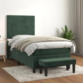 Boxspringbett mit dunkelgrünem Samtmatratze 90x190 cm. von , Betten und Lattenroste - Ref: Foro24-3137698, Preis: 354,03 €, R...