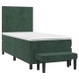 Cama box spring con colchón terciopelo verde oscuro 90x190 cm de , Camas y somieres - Ref: Foro24-3137698, Precio: 359,45 €, ...