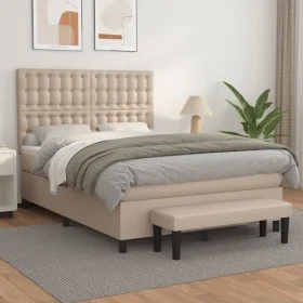 Cama box spring con colchón cuero sintético capuchino 140x200cm de , Camas y somieres - Ref: Foro24-3137670, Precio: 537,23 €...