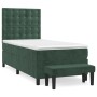 Cama box spring con colchón terciopelo verde oscuro 100x200 cm de , Camas y somieres - Ref: Foro24-3138070, Precio: 397,53 €,...