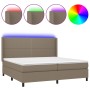 Cama box spring colchón y luces LED tela gris taupe 200x200 cm de , Camas y somieres - Ref: Foro24-3138265, Precio: 687,30 €,...