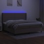 Cama box spring colchón y luces LED tela gris taupe 200x200 cm de , Camas y somieres - Ref: Foro24-3138265, Precio: 687,30 €,...