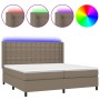Cama box spring colchón y luces LED tela gris taupe 200x200 cm de , Camas y somieres - Ref: Foro24-3138665, Precio: 742,66 €,...
