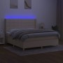 Cama box spring colchón y luces LED tela crema 180x200 cm de , Camas y somieres - Ref: Foro24-3138898, Precio: 664,93 €, Desc...