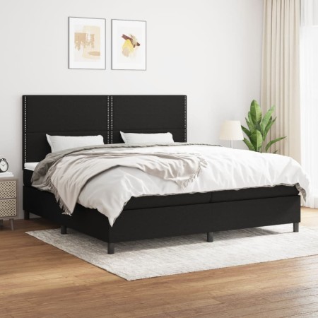 Cama box spring con colchón tela negro 200x200 cm de , Camas y somieres - Ref: Foro24-3141723, Precio: 626,32 €, Descuento: %