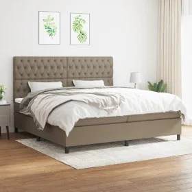 Box spring bed with gray taupe fabric mattress 200x200 cm by , Beds and slatted bases - Ref: Foro24-3142045, Price: 746,03 €,...