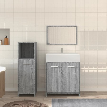 Set de muebles de baño 3 pzas madera contrachapada gris sonoma de , Muebles de baño - Ref: Foro24-3154407, Precio: 100,03 €, ...