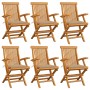 Sillas de jardín 6 uds madera maciza de teca con cojines beige de , Sillas de jardín - Ref: Foro24-3062544, Precio: 473,40 €,...