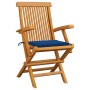 Sillas de jardín 4 uds madera teca con cojines azul real de , Sillas de jardín - Ref: Foro24-3065627, Precio: 395,28 €, Descu...