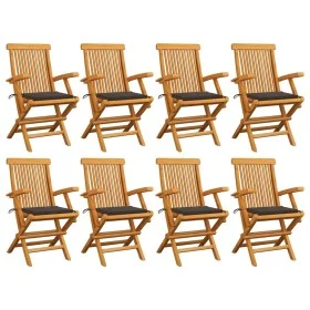 Sillas de jardín 8 uds madera teca con cojines gris taupe de , Sillas de jardín - Ref: Foro24-3072897, Precio: 632,94 €, Desc...