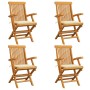 Sillas de jardín 4 uds madera teca con cojines color crema de , Sillas de jardín - Ref: Foro24-3065619, Precio: 386,10 €, Des...
