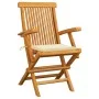 Sillas de jardín 4 uds madera teca con cojines color crema de , Sillas de jardín - Ref: Foro24-3065619, Precio: 349,91 €, Des...