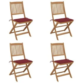 Sillas de jardín plegables 4 uds y cojines madera maciza acacia de , Sillas de jardín - Ref: Foro24-3064680, Precio: 213,75 €...