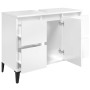 Armario de lavabo madera contrachapada blanco brillo 80x33x60cm de , Tocadores de baño - Ref: Foro24-821278, Precio: 108,03 €...