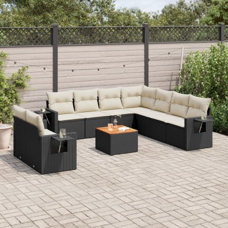 Set de sofás de jardín 10 pzas cojines ratán sintético negro de , Conjuntos de jardín - Ref: Foro24-3256959, Precio: 624,23 €...