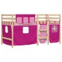 Cama alta para niños con cortinas madera pino rosa 90x200 cm de , Camas y somieres - Ref: Foro24-3283819, Precio: 189,66 €, D...