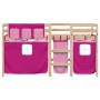 Cama alta para niños con cortinas madera pino rosa 90x200 cm de , Camas y somieres - Ref: Foro24-3283819, Precio: 189,66 €, D...