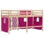 Cama alta para niños con cortinas madera pino rosa 90x200 cm de , Camas y somieres - Ref: Foro24-3283819, Precio: 189,66 €, D...
