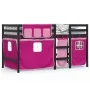 High bed for children with pink pine wood curtains 90x200 cm by , Beds and slatted bases - Ref: Foro24-3283825, Price: 192,28...