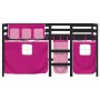 Cama alta para niños con cortinas madera pino rosa 90x200 cm de , Camas y somieres - Ref: Foro24-3283825, Precio: 190,48 €, D...