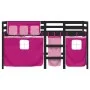 High bed for children with pink pine wood curtains 90x200 cm by , Beds and slatted bases - Ref: Foro24-3283825, Price: 192,28...