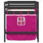Cama alta para niños con cortinas madera pino rosa 90x200 cm de , Camas y somieres - Ref: Foro24-3283825, Precio: 190,48 €, D...
