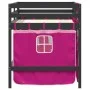 High bed for children with pink pine wood curtains 90x200 cm by , Beds and slatted bases - Ref: Foro24-3283825, Price: 192,28...
