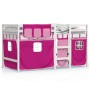 Cama alta para niños con cortinas madera pino rosa 90x190 cm de , Camas y somieres - Ref: Foro24-3283831, Precio: 202,25 €, D...