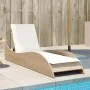 Tumbona con cojín ratán sintético beige 60x205x73 cm de , Tumbonas - Ref: Foro24-368282, Precio: 165,77 €, Descuento: %