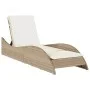 Tumbona con cojín ratán sintético beige 60x205x73 cm de , Tumbonas - Ref: Foro24-368282, Precio: 165,77 €, Descuento: %