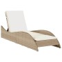 Tumbona con cojín ratán sintético beige 60x205x73 cm de , Tumbonas - Ref: Foro24-368282, Precio: 169,46 €, Descuento: %