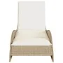 Tumbona con cojín ratán sintético beige 60x205x73 cm de , Tumbonas - Ref: Foro24-368282, Precio: 165,77 €, Descuento: %
