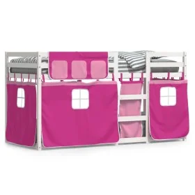 Litera con cortinas madera maciza de pino rosa 75x190 cm de , Camas y somieres - Ref: Foro24-3283915, Precio: 165,38 €, Descu...