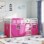 Litera con cortinas madera maciza de pino rosa 80x200 cm de , Camas y somieres - Ref: Foro24-3283903, Precio: 162,75 €, Descu...