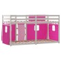 Litera con cortinas madera maciza de pino rosa 80x200 cm de , Camas y somieres - Ref: Foro24-3283903, Precio: 162,75 €, Descu...