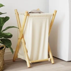 Cesto de la ropa sucia de bambú blanco crema 41,5x36x63,5 cm de , Cestas para ropa - Ref: Foro24-368034, Precio: 26,52 €, Des...